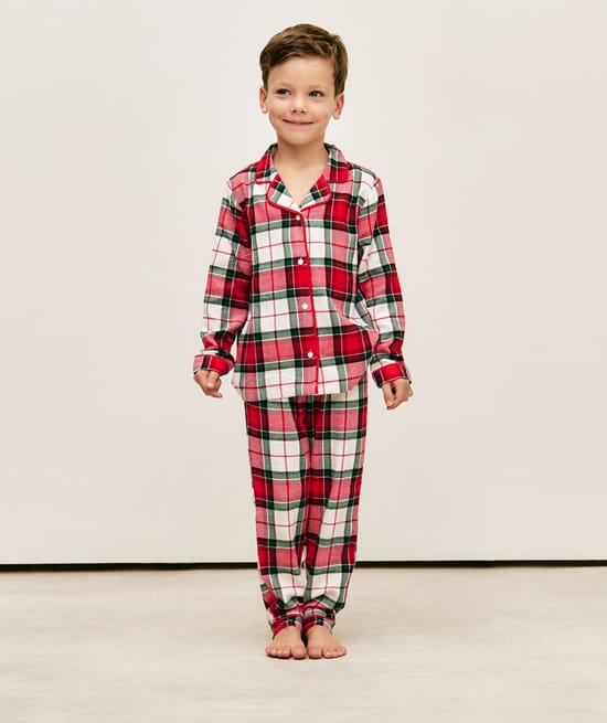 Kids' checked flannel trousers;