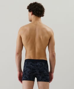 White patterned boxer shorts;