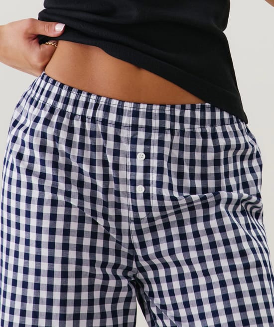 Pantalón de cuadros vichy de algodón;