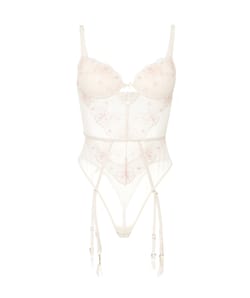 Body ampliforme de encaje y bordados;