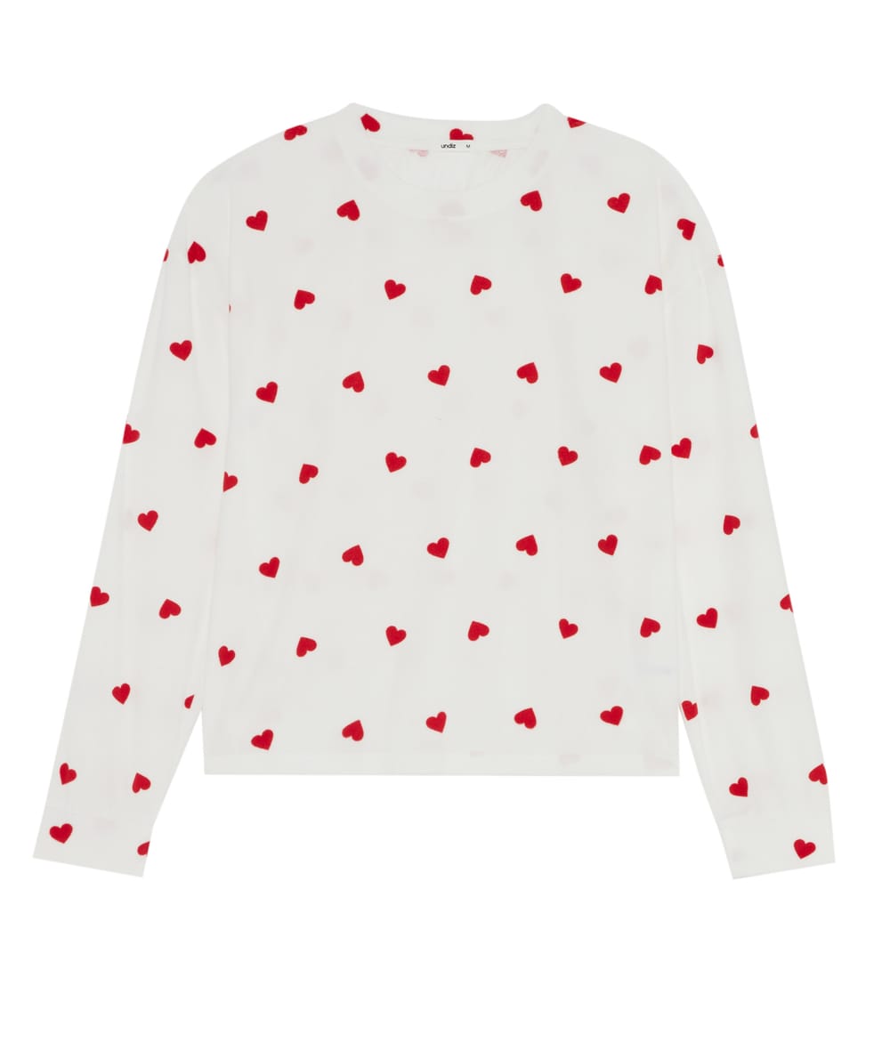 Ensemble de pyjama en velours motifs c&oelig;urs;