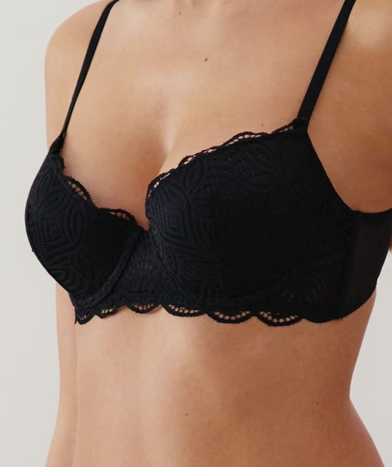 Lace bra with slim cups ;