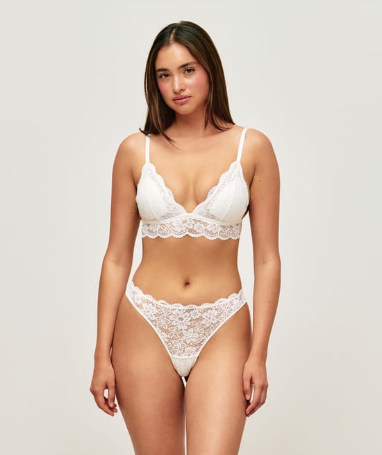 Padded triangle lace bra;