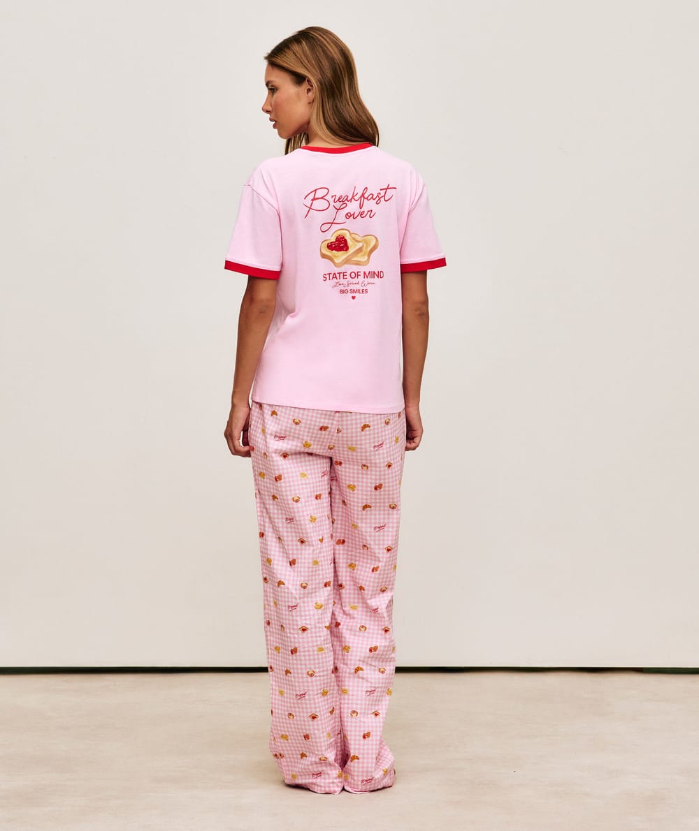 T-shirt en jersey imprim&eacute; "Breakfast Lover";