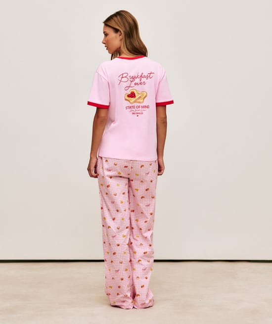 Printed jersey T-shirt 'Breakfast Lover';