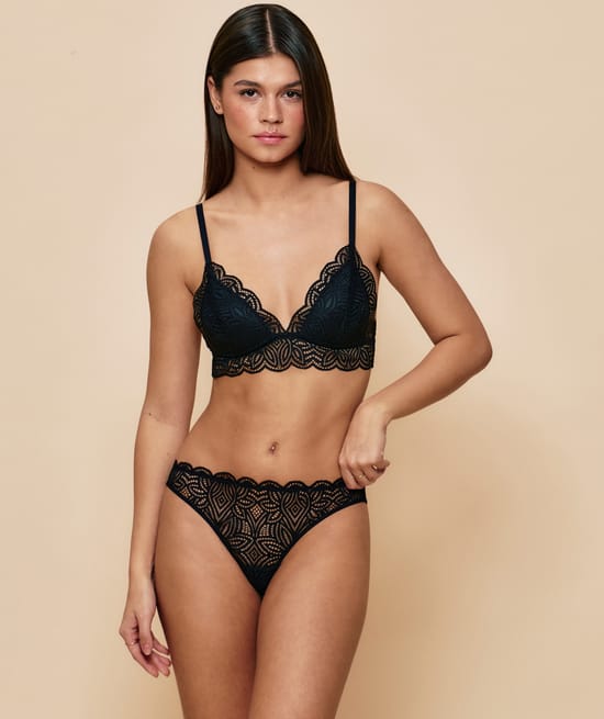 Lace triangle bra;