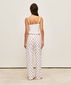 Strawberry print poplin trousers;