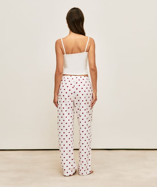 Strawberry print poplin trousers;