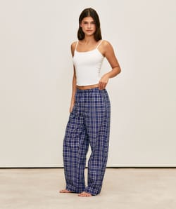 Checked poplin trousers;