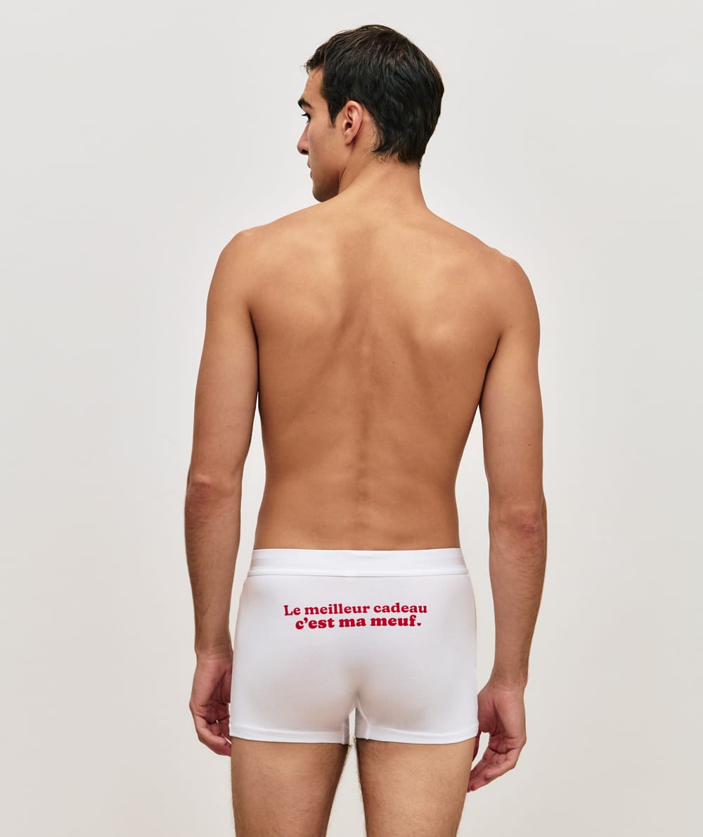 Cotton boxer shorts with message;