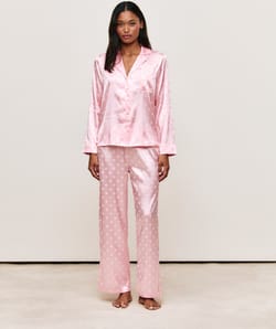 Satin polka dot trousers;