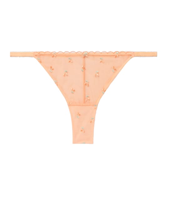 Cherry embroidered thong;