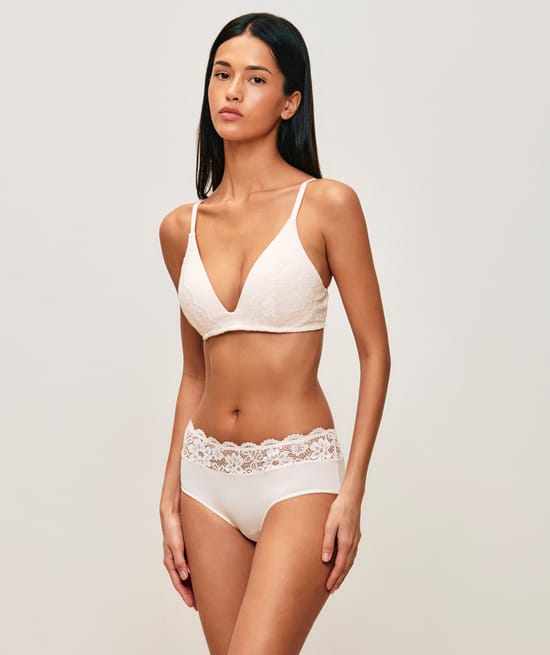 Shorty en microfibre et dentelle;