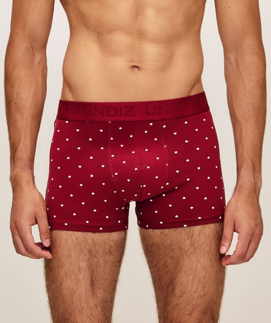 Cotton boxer printed with hearts;
