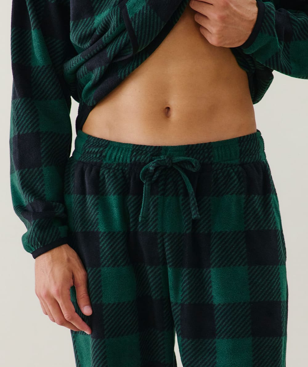 Pantalón polar de cuadros;