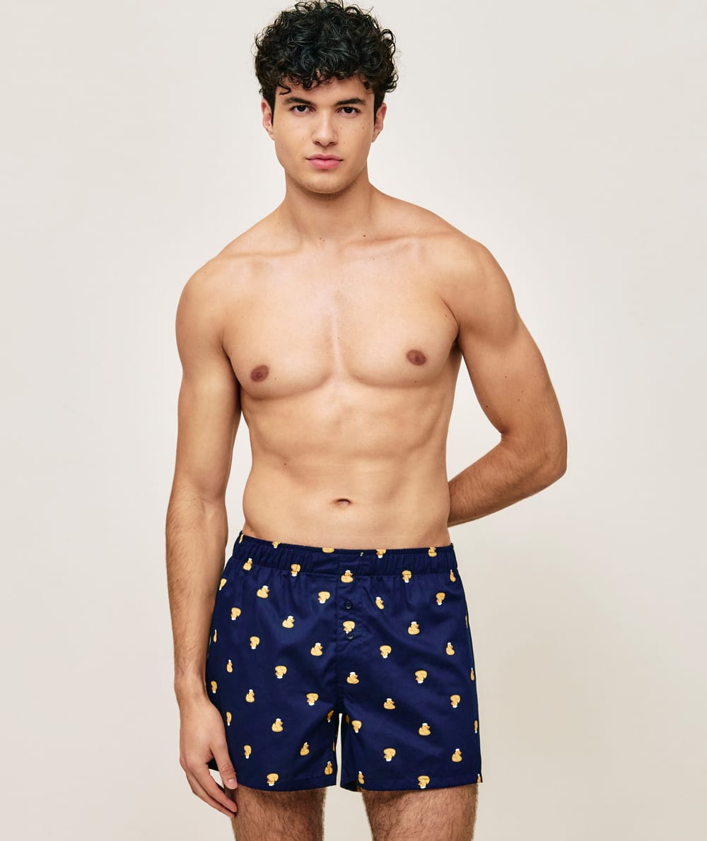 Duck print cotton boxer shorts;
