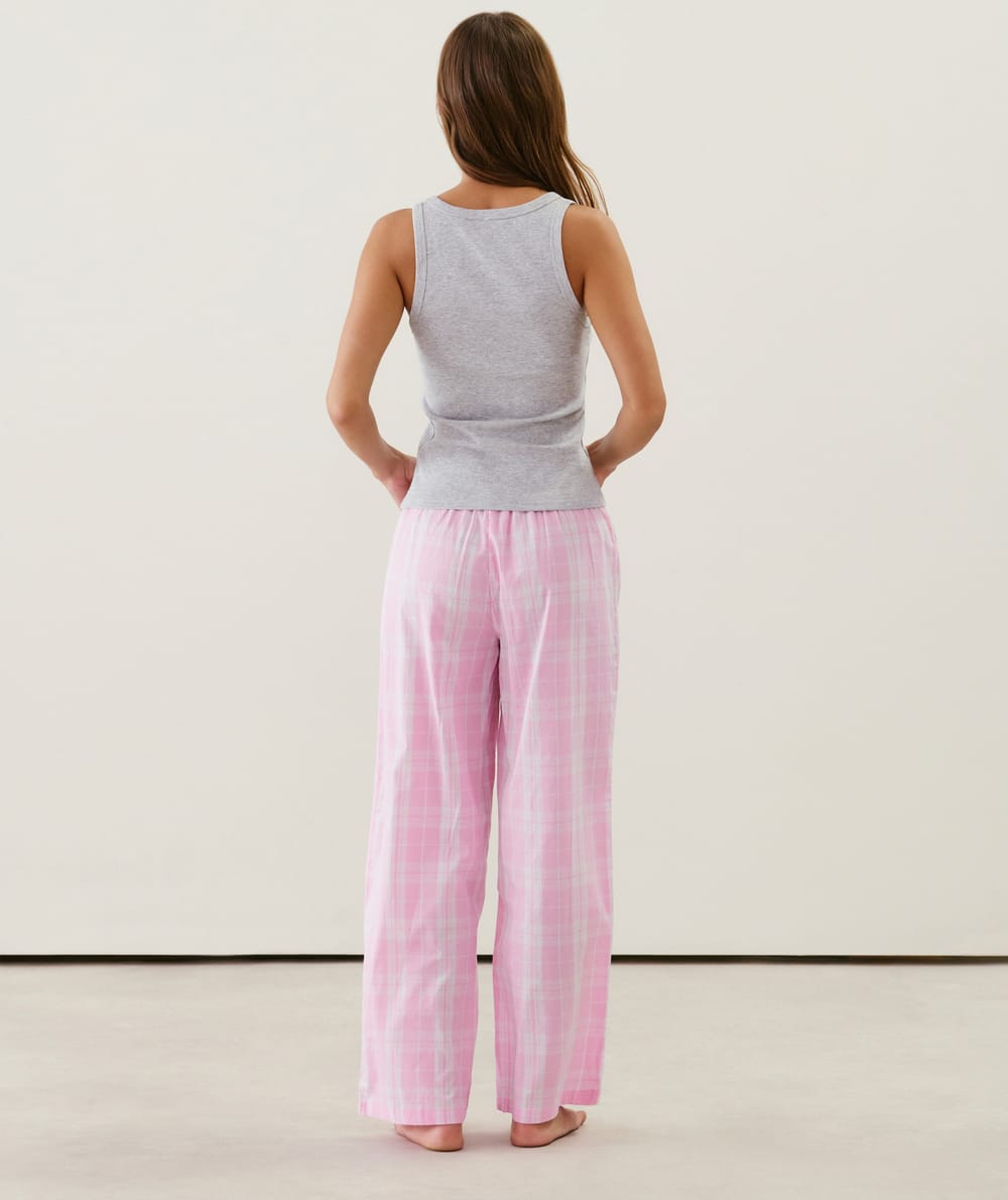Pantalon à carreaux en coton;
