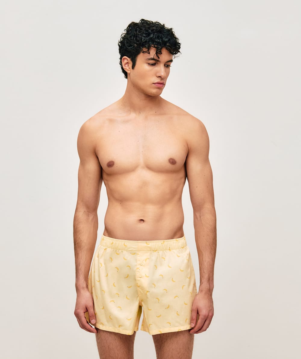 Katoenen boxershort met bananenprint;