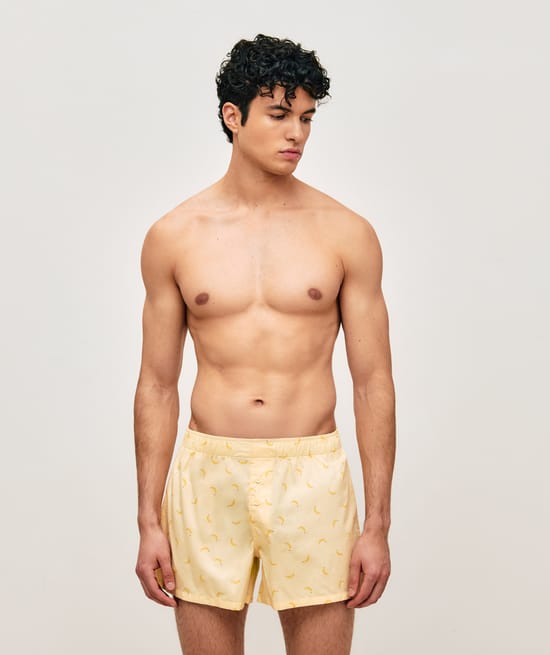 Katoenen boxershort met bananenprint;