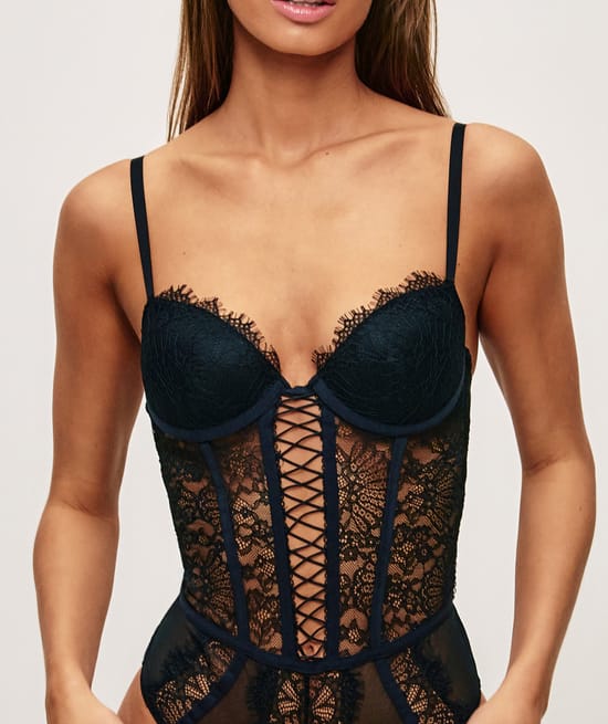 Lace push-up bodysuit;