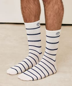Cotton socks with stripes and smiley;