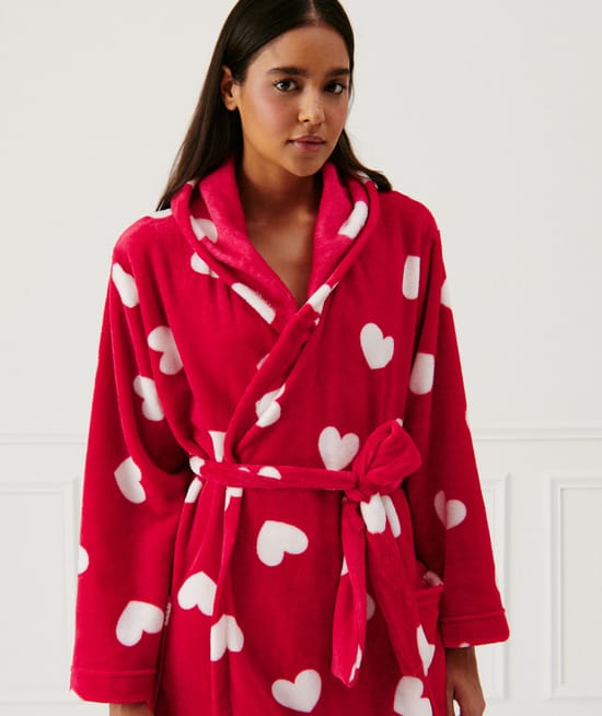 Peignoir coeurs en polaire;