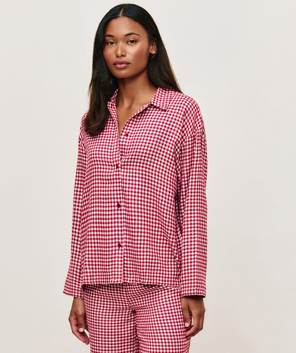 Ensemble de pyjama à carreaux en flanelle;