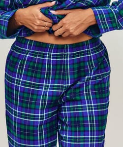 Checked flannel trousers;