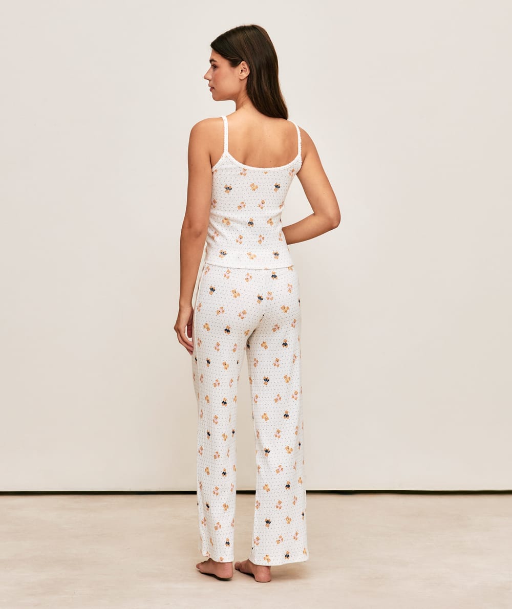 Teddy bear printed pointelle pants;