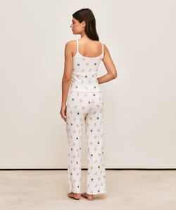Teddy bear printed pointelle pants;
