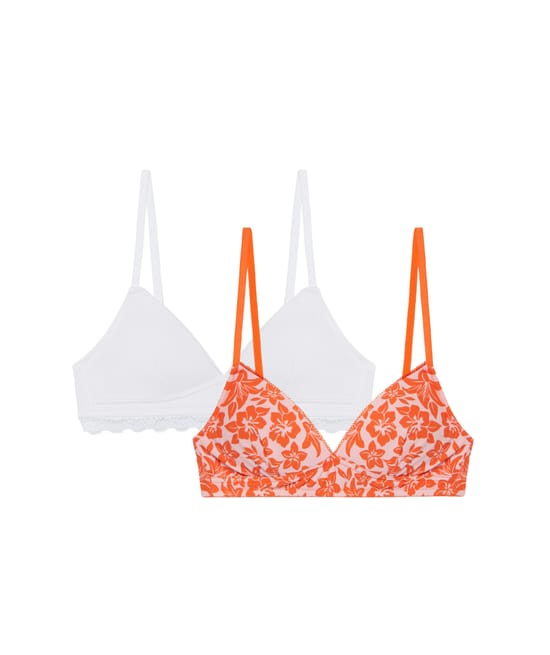 Pack of 2 cotton triangle bras;
