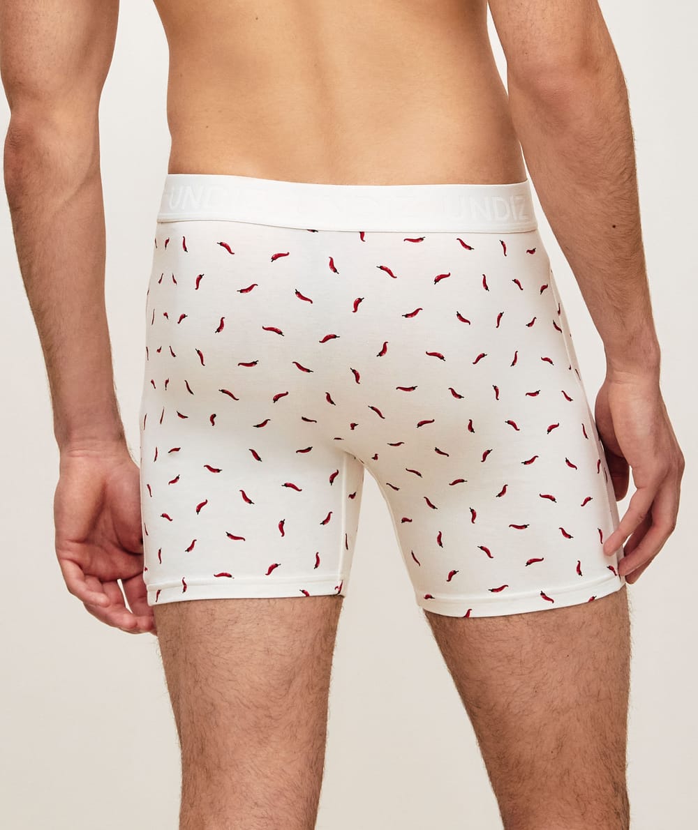 Boxer long en coton avec motif piments;