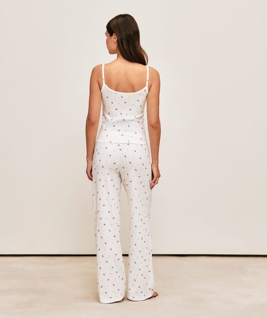 Lace tank top with flower print;