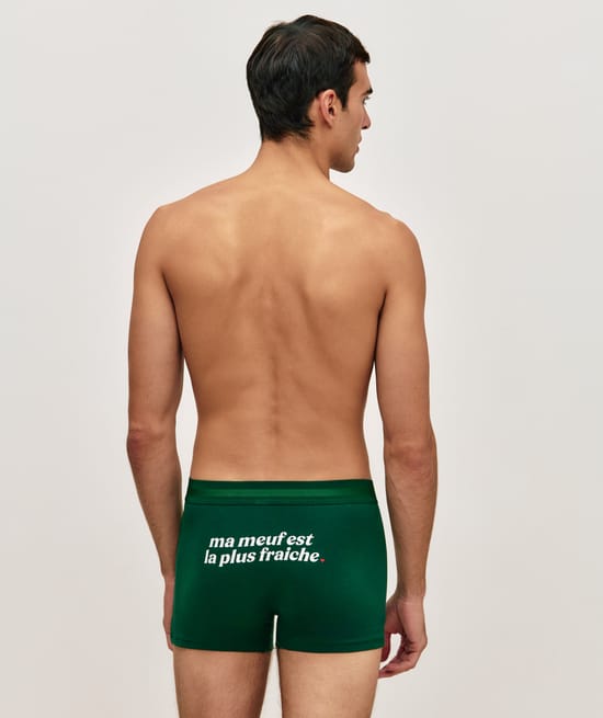 Cotton boxer shorts with message;