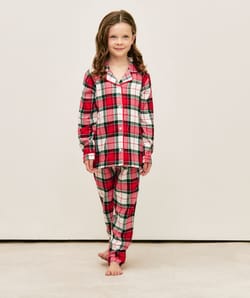 Kids' checked flannel trousers;