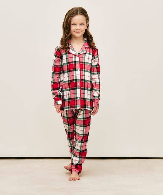 Kids' checked flannel trousers;