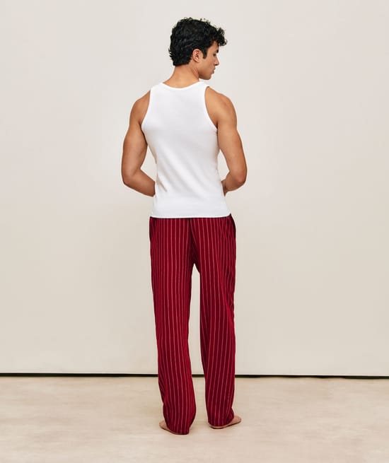 Striped cotton trousers;