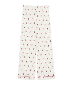 Ribbed jersey trousers with cherry pattern;