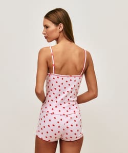 Strawberry print jersey shorts;