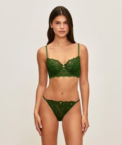 Lace balconette bra;