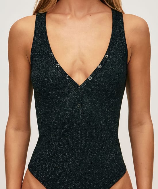 Body paillet&eacute; avec d&eacute;collet&eacute; en V;