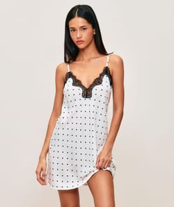 Polka dot satin nightie;