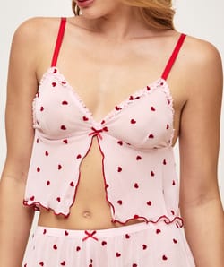 Caraco en mesh motifs c&oelig;urs;