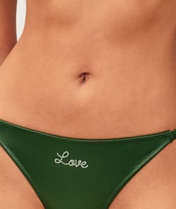 Microfiber and lace thong;