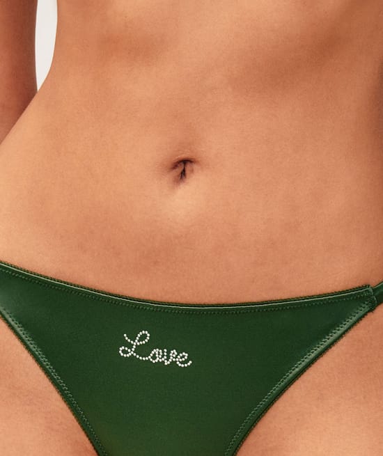 Microfiber and lace thong;