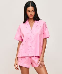 Short-sleeved shirt with ice cream print;