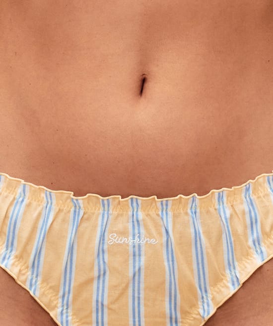 Striped cotton string with 'sunshine' embroidery;