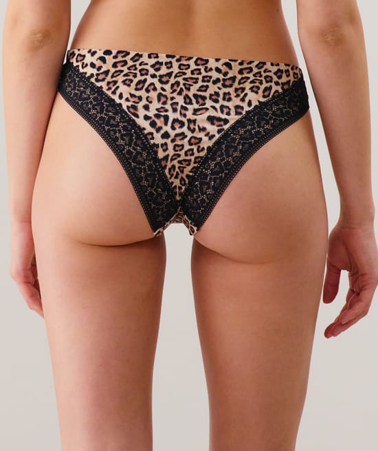 Culotte en microfibre et dentelle;