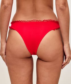 Cotton thong with strawberry embroidery 'Sweet';