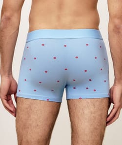 Cotton boxer shorts with "Kiss delivery" lips print;